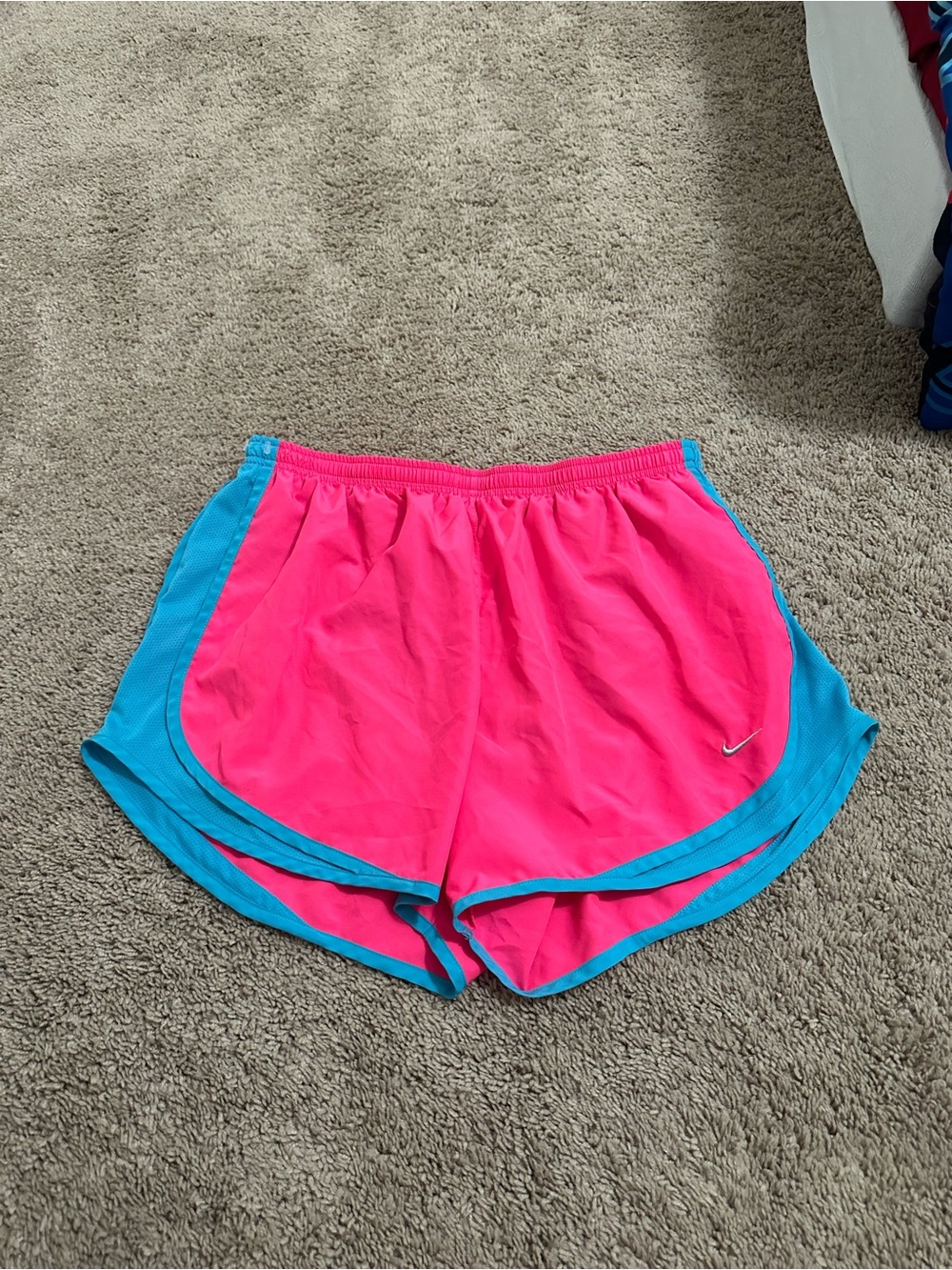 Women's Nike Pink and Blue Dri-FIT Tempo Running Lined Shorts Size XL